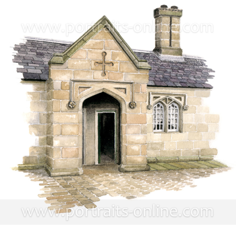 Watercolour Painting of an old Sheffield Almshouse